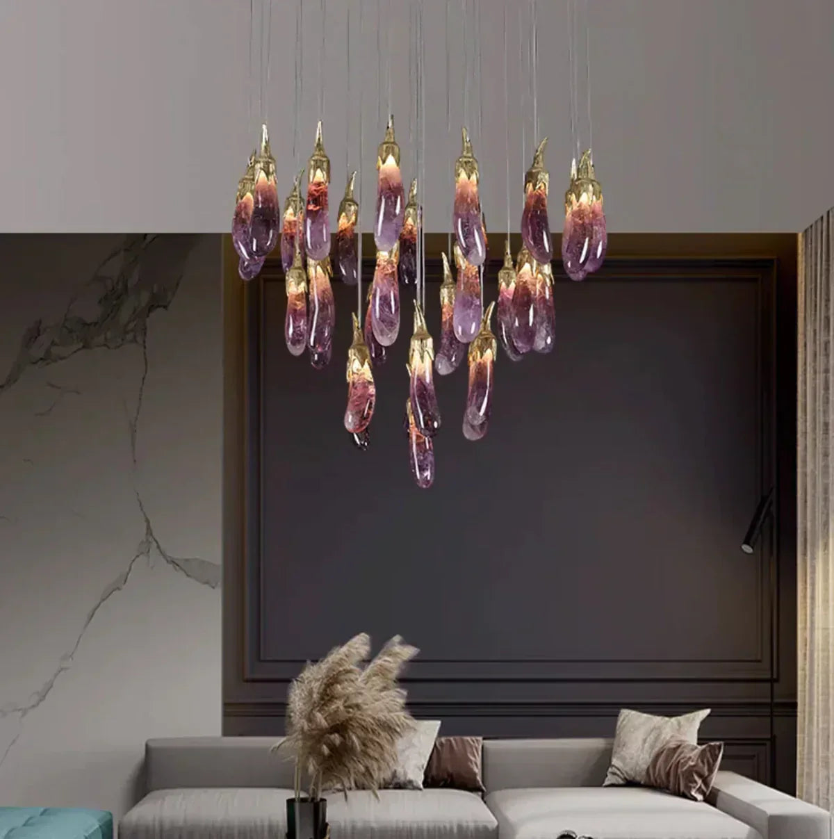 Eggplant-shaped Chandelier Purple Color - Yovalighting
