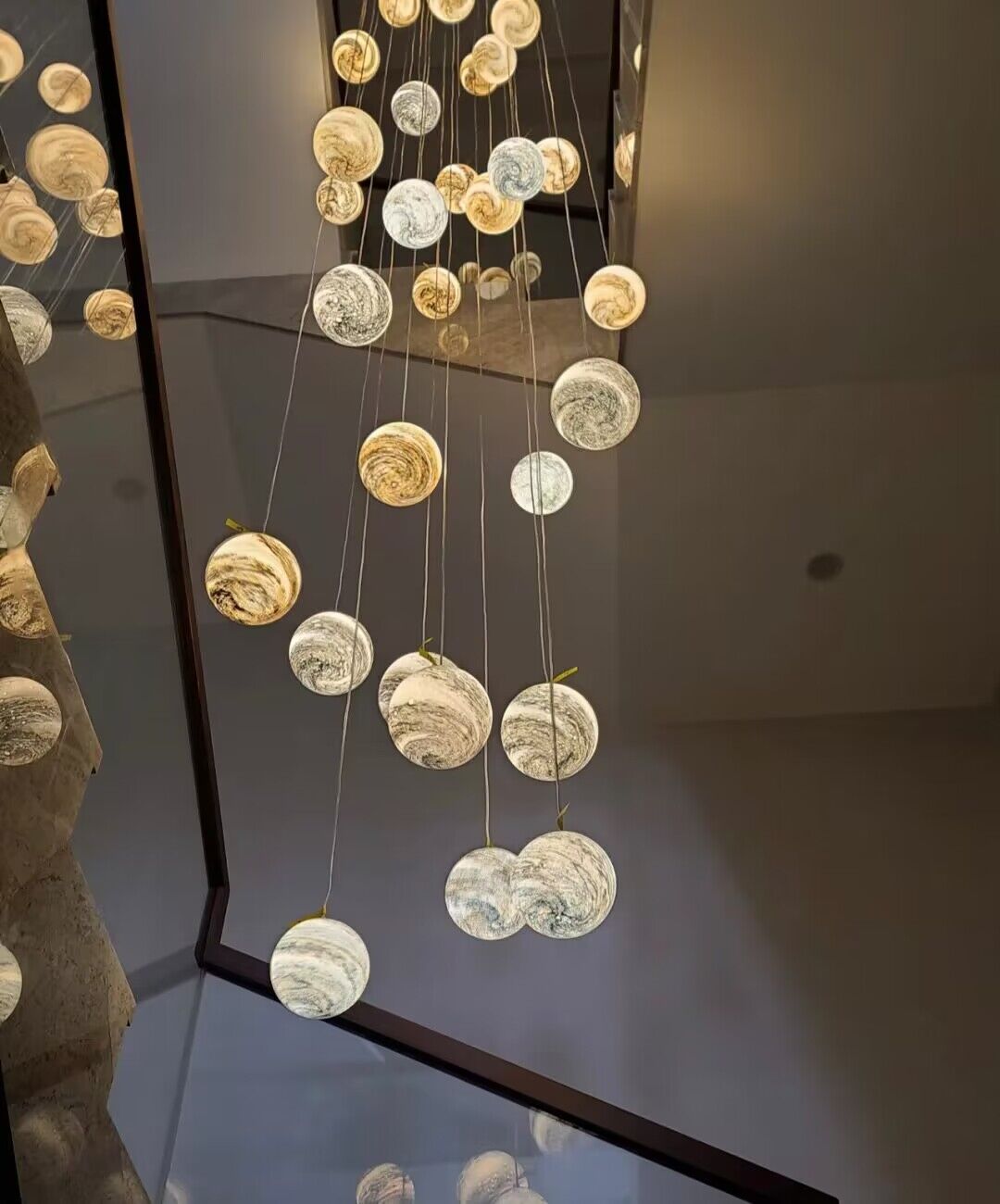 Nordic Planet Creative Long Ball Pendant Chandelier Staircase Foyer - Yovalighting