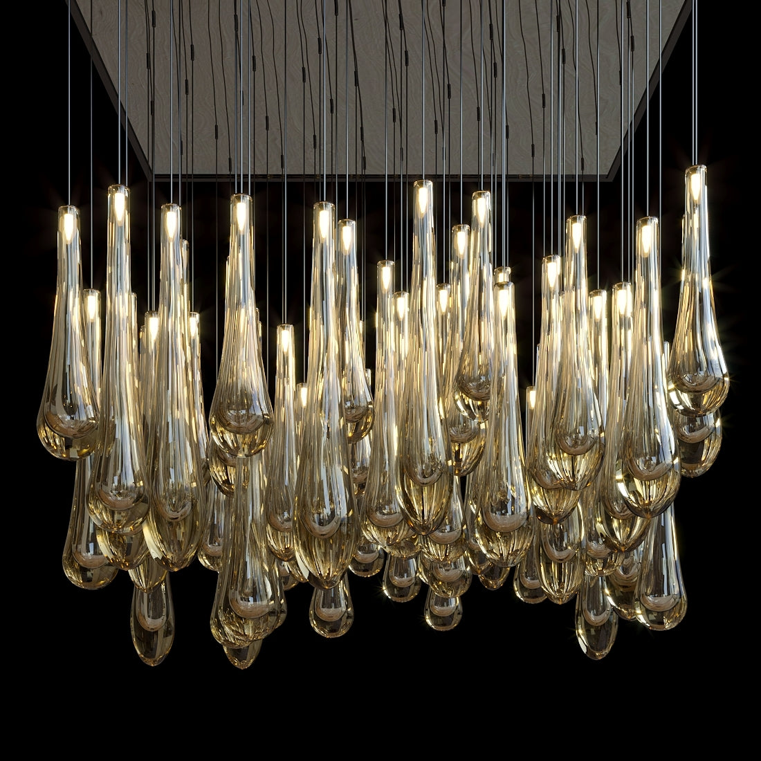 Amber Teardrop Rain Chandelier