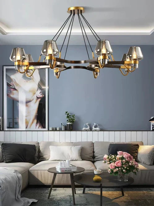Post-modern Light Full Brass Chandelier for Living Room/Bedroom