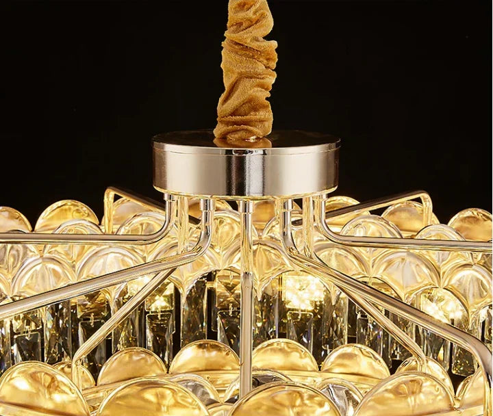 Modern Fish Scale Tiered Crystal Pendant Chandelier Suit for Living Room & Bedroom