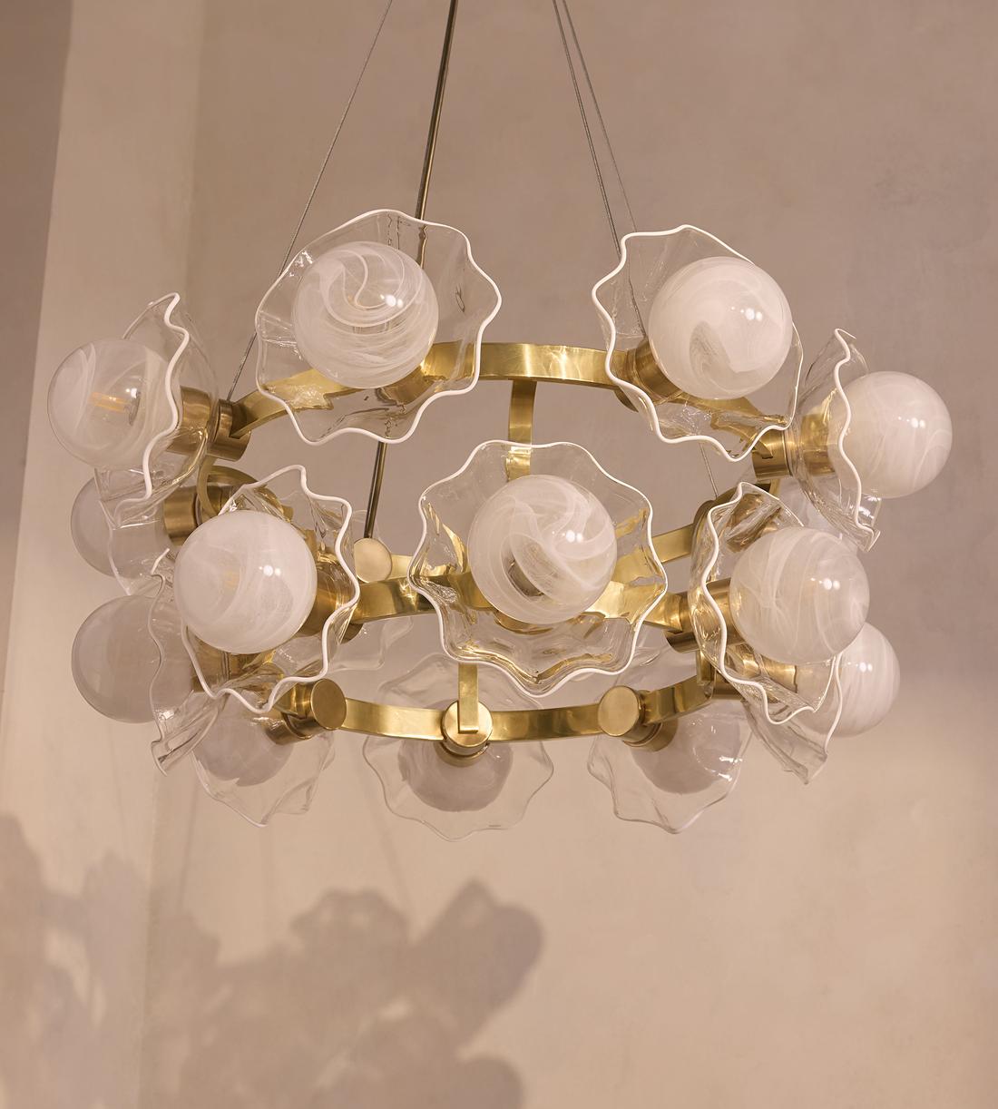 Holly Glass Chandelier 32"W