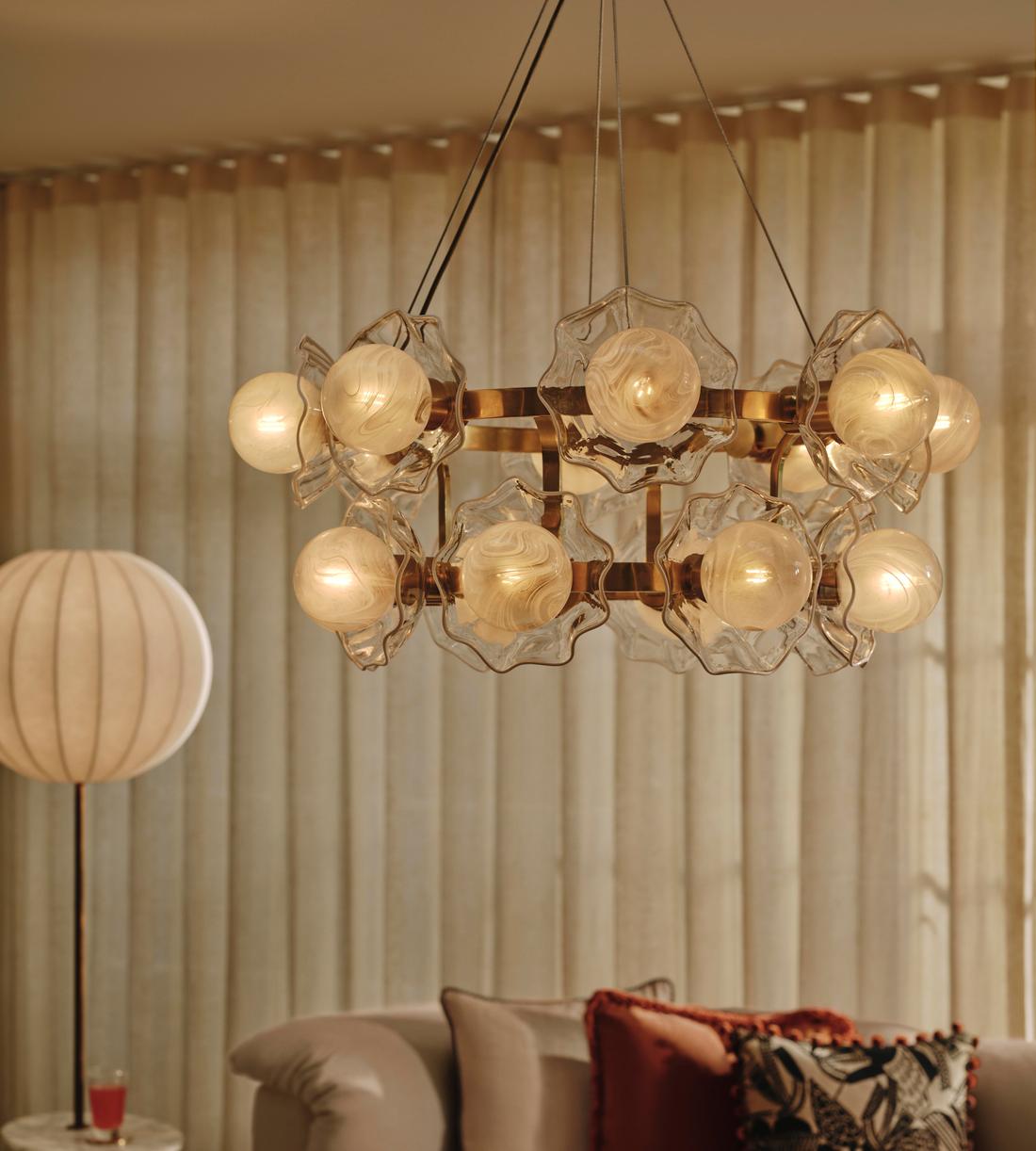 Holly Glass Chandelier 32"W