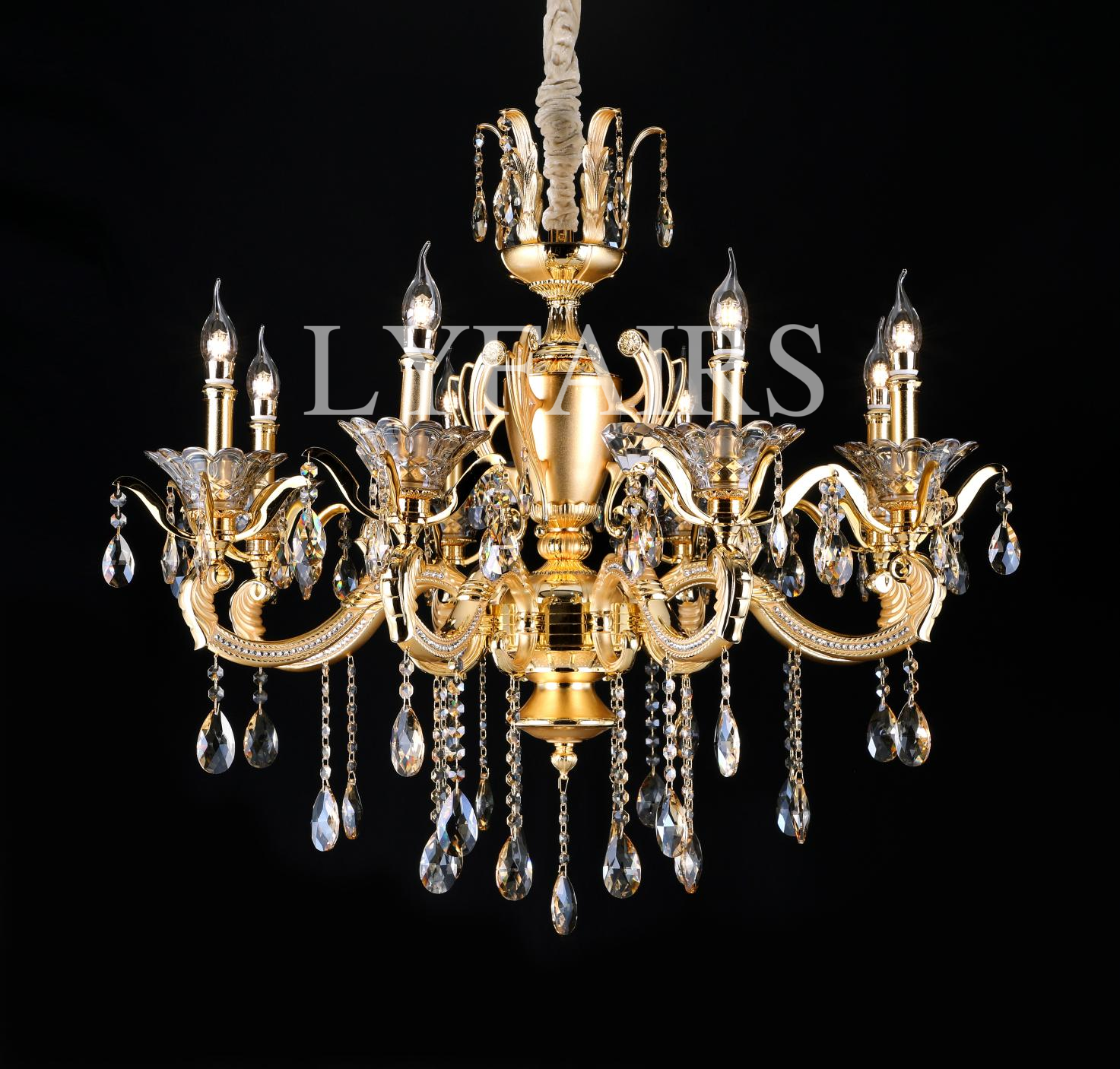 Royal Baroque Revival Vintage Chandelier Series with Waterfall Crystal