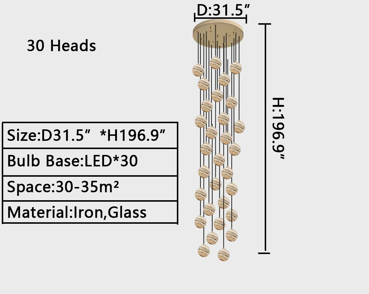 Nordic Planet Creative Long Ball Pendant Chandelier Staircase Foyer - Yovalighting