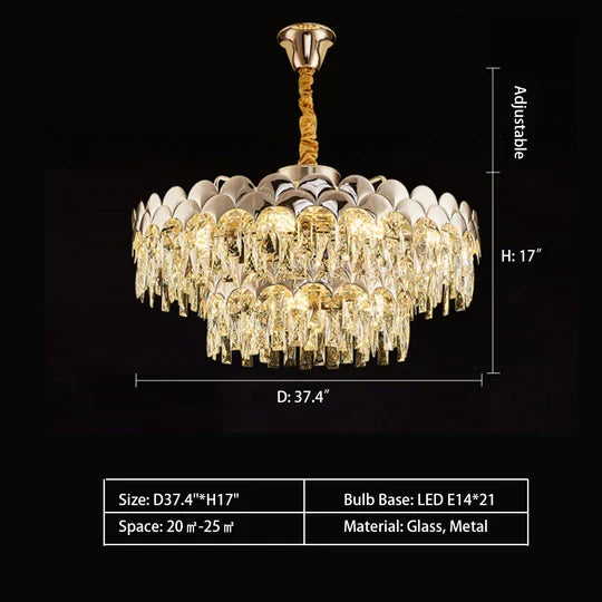 Modern Fish Scale Tiered Crystal Pendant Chandelier Suit for Living Room & Bedroom