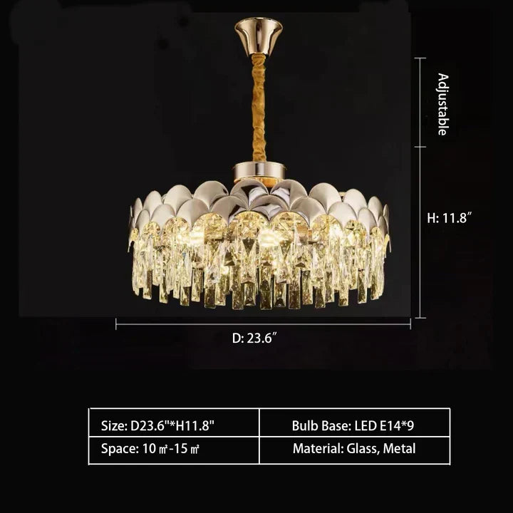 Modern Fish Scale Tiered Crystal Pendant Chandelier Suit for Living Room & Bedroom