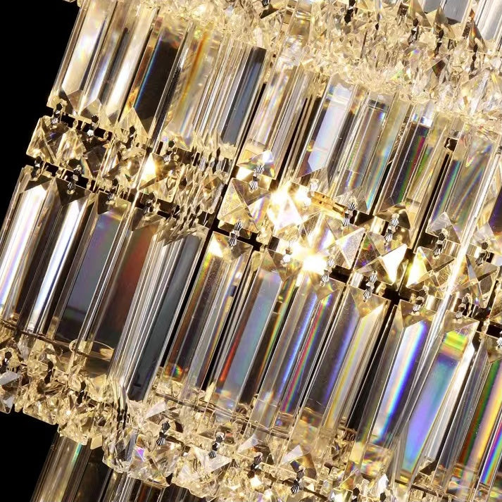 Extra Large Plaza Hall Multi-Tier Crystal Chandelier Foyer Living Room Staircase Ceiling Lighting Fixture In Chrome/Gold Finish