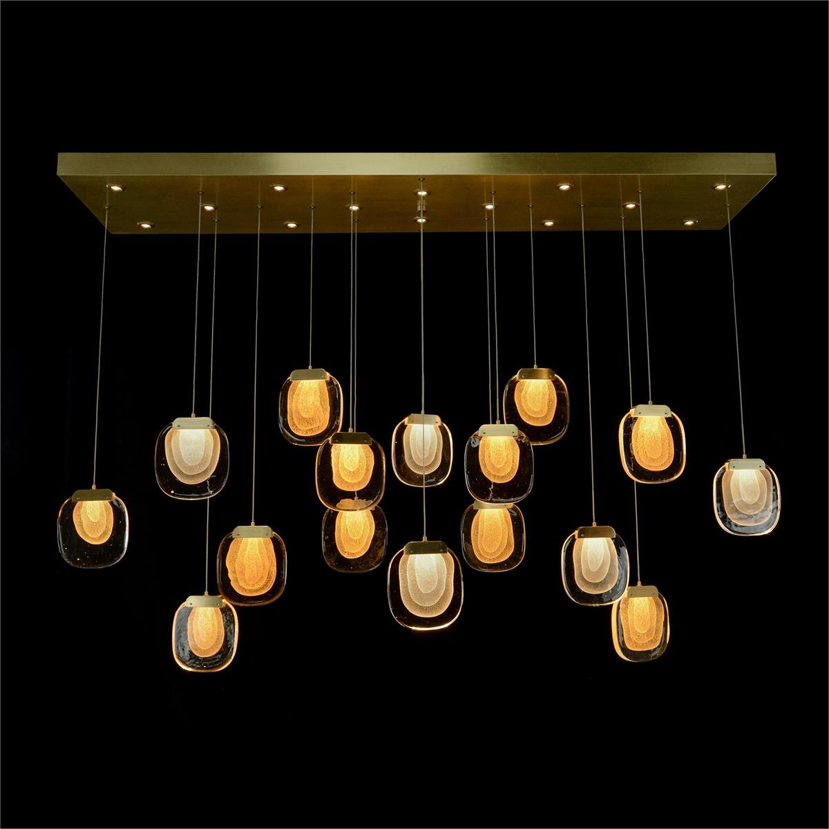 Bansho: Layered Glass Thirty-Light Horizontal Pendant Chandelier - Yovalighting