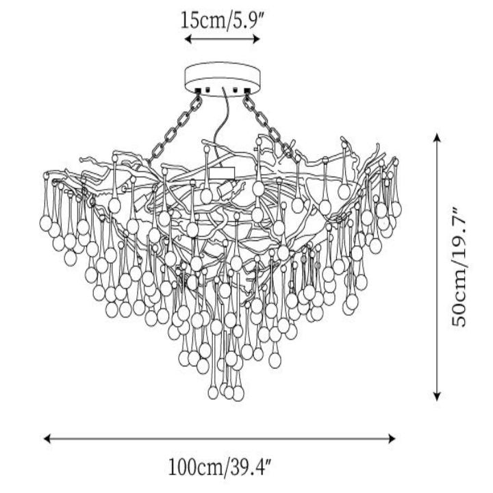 TLL Arcadia Branch Brass Chandelier