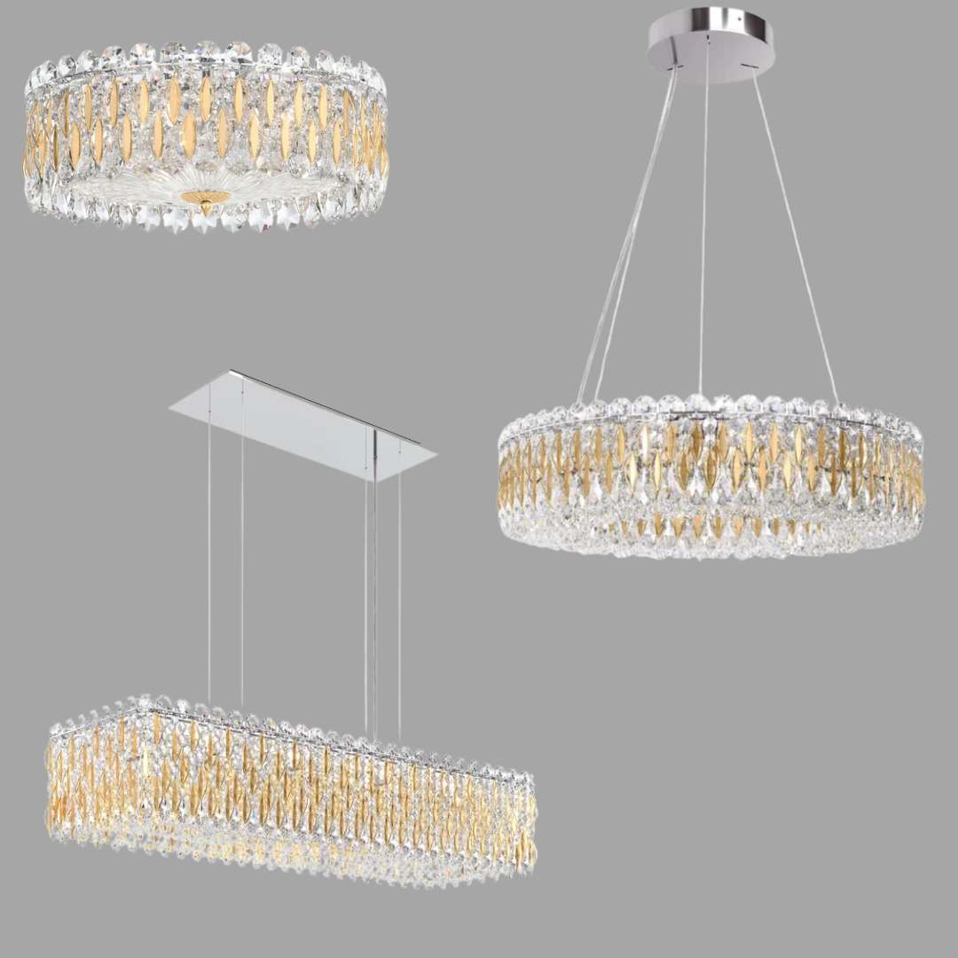 Light Luxury Crystal Beads Drum Collection Flush Mounted/Rectangle/Round Chandelier