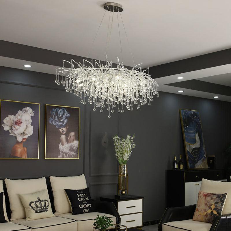 TLL Aqua Modern Tree Branch Crystal Chandelier 47.5" L