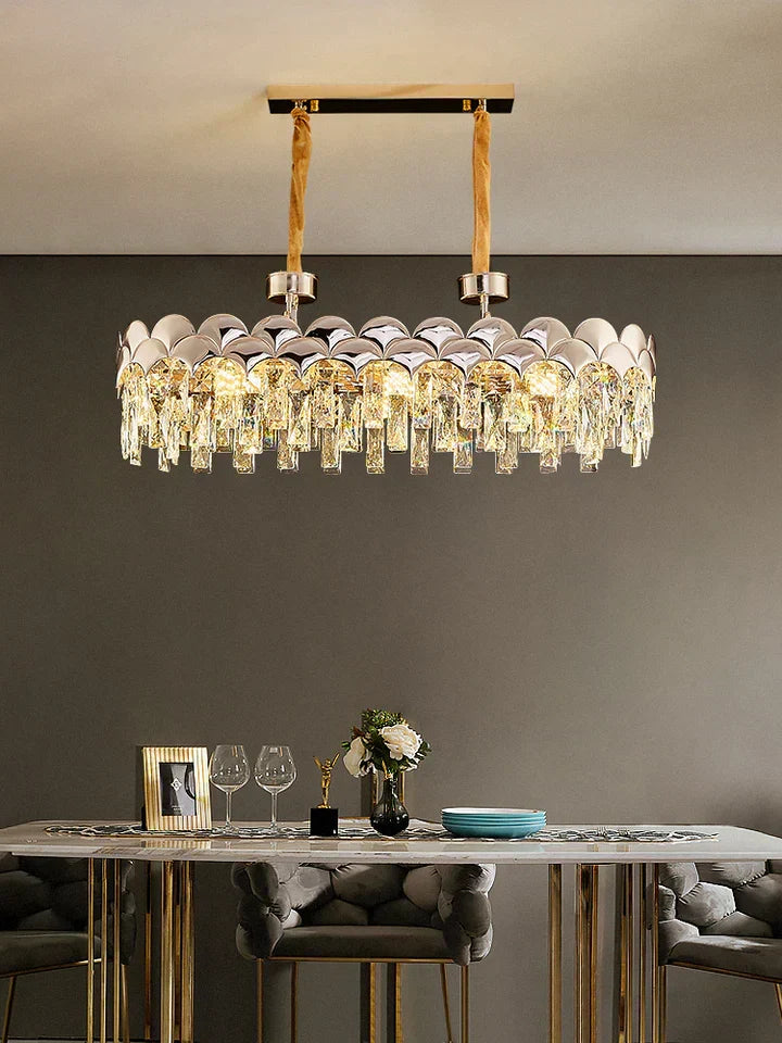 Modern Fish Scale Tiered Crystal Pendant Chandelier Suit for Living Room & Bedroom