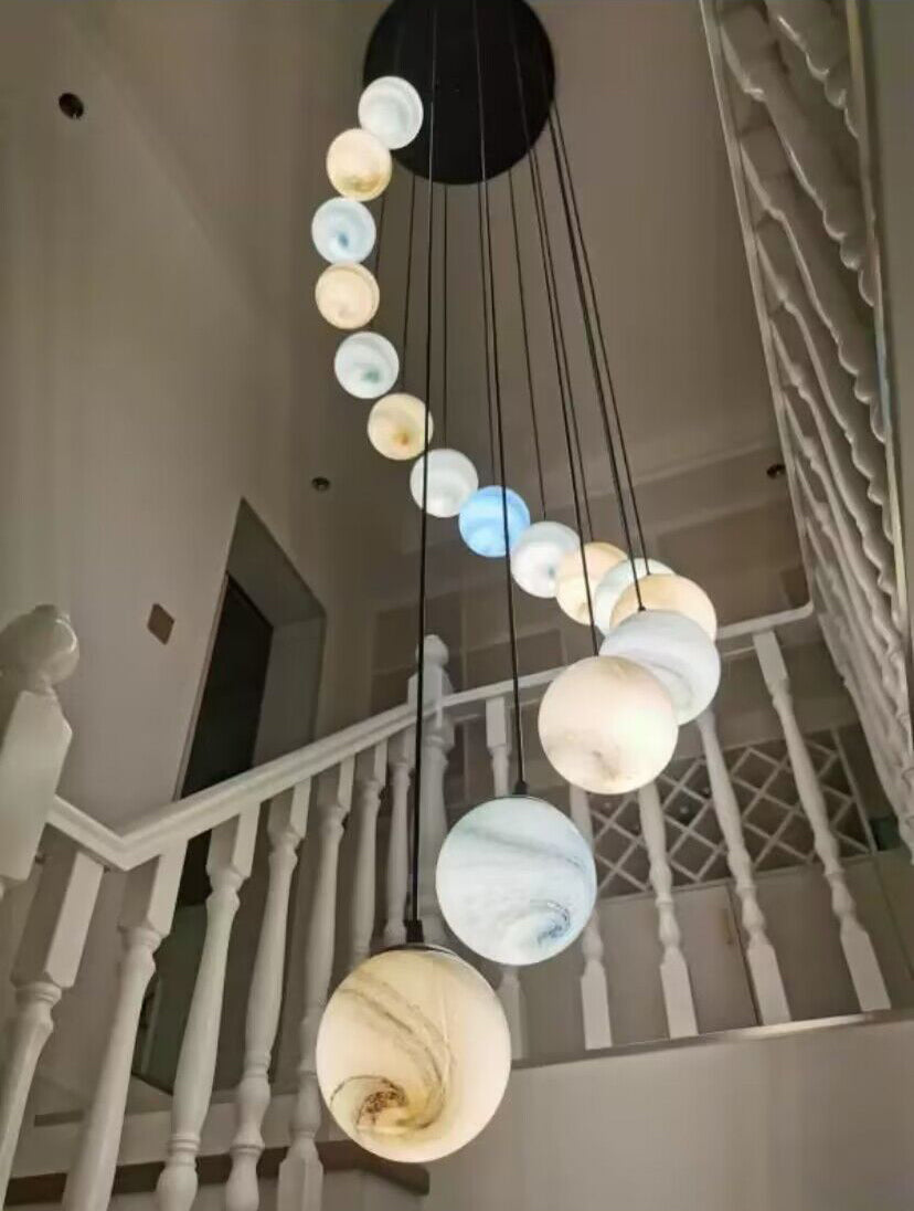 Nordic Planet Creative Long Ball Pendant Chandelier Staircase Foyer - Yovalighting