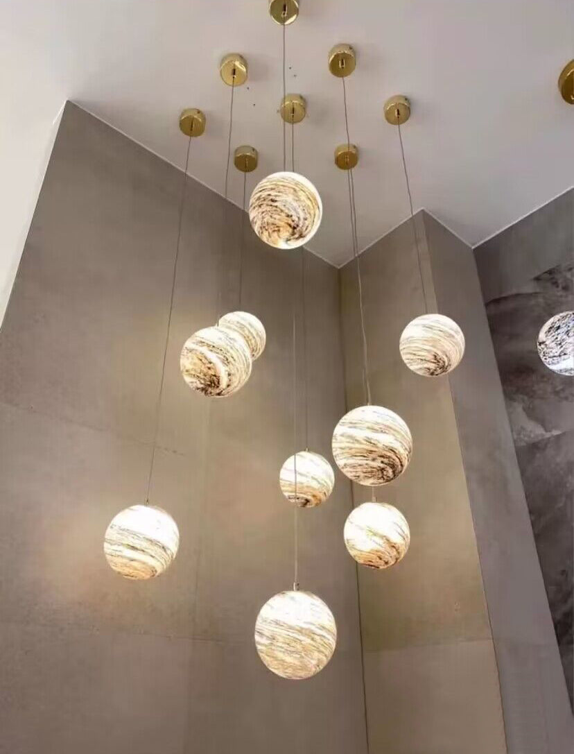 Nordic Planet Creative Long Ball Pendant Chandelier Staircase Foyer - Yovalighting