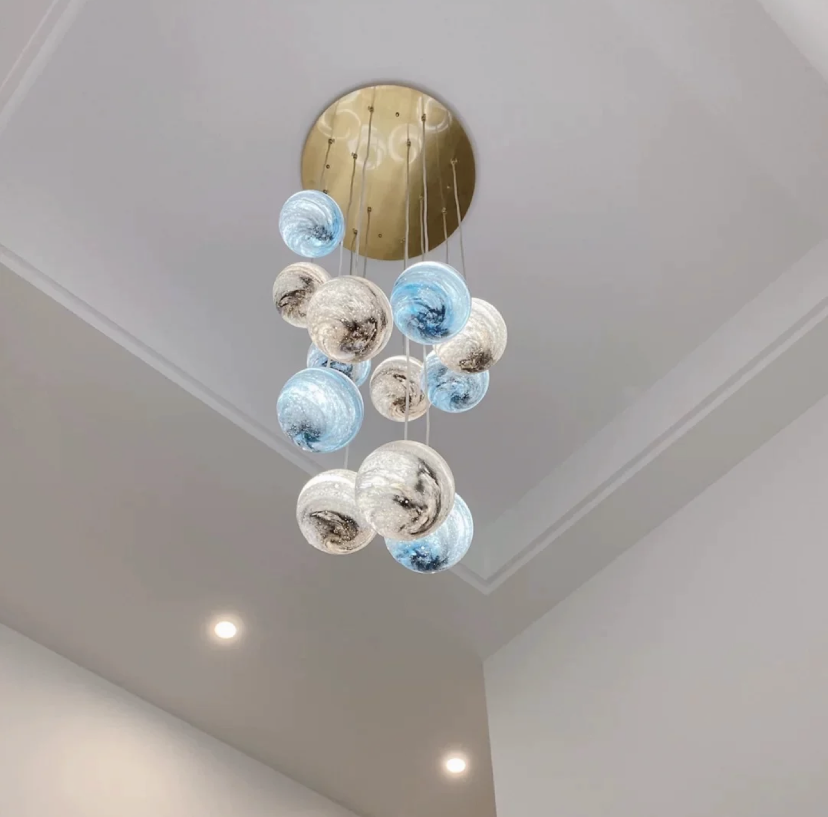 Nordic Planet Creative Long Ball Pendant Chandelier Staircase Foyer - Yovalighting