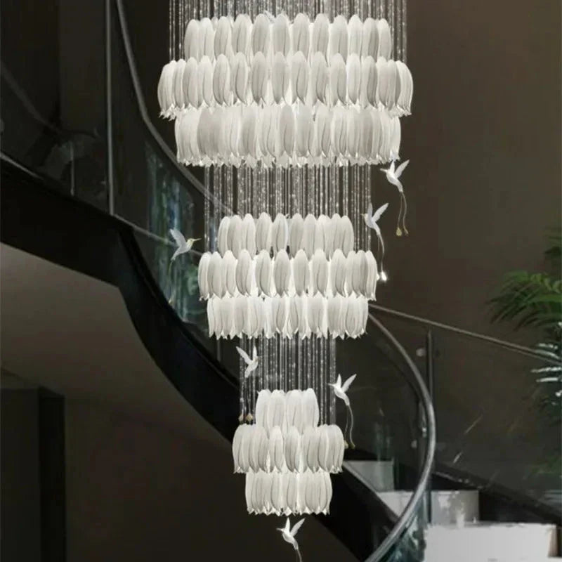 Ceramic Tulip Cascade Staircase Chandelier