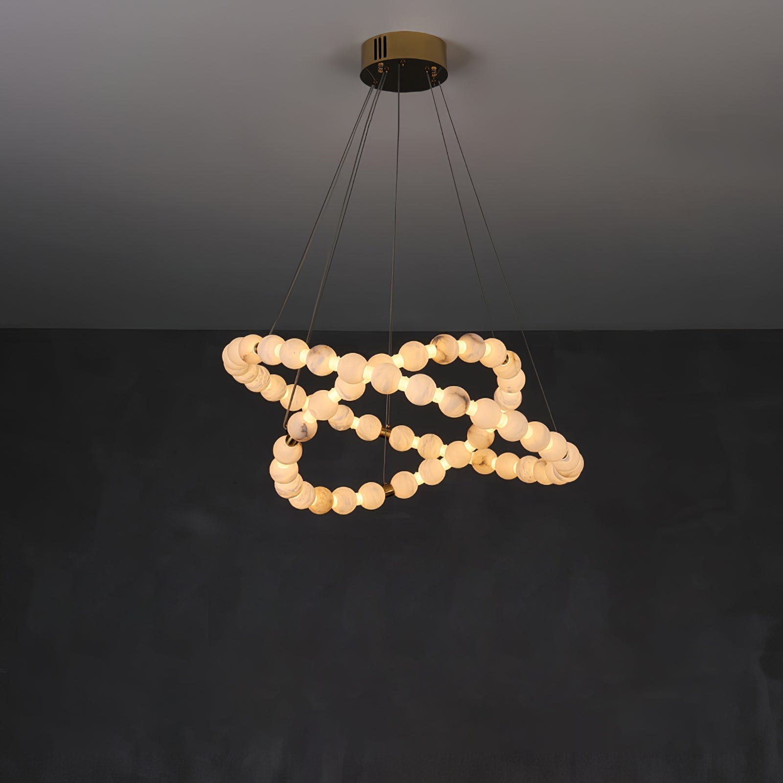 Alabaster Orb Ring Chandelier - ∅ 31.5″ x H 2.4″Gold & WhiteWarm LightCyranlamps