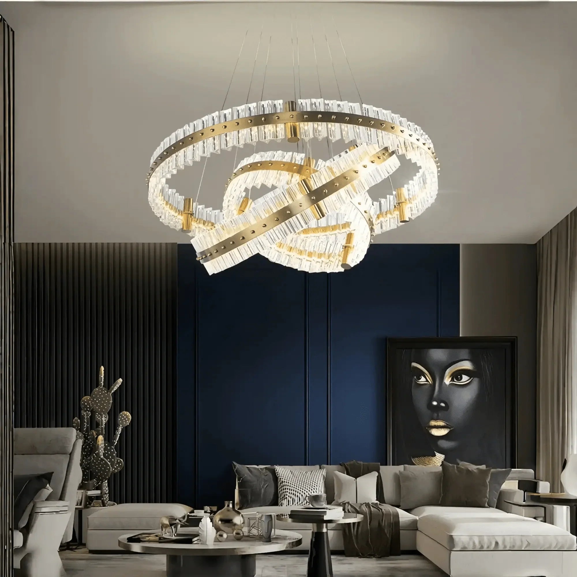 Aquinox 3 - Tier Round Crystal Ring LED Chandelier - 28" DiameterLacquered BrassCyranlamps