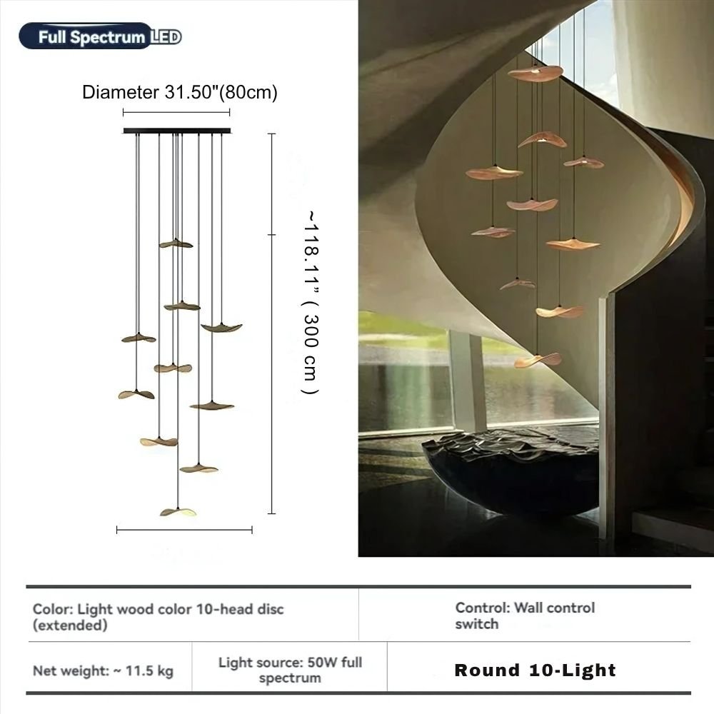 Bidi Multi Light Pendant Chandelier - Light WoodLong 7 LightCyranlamps