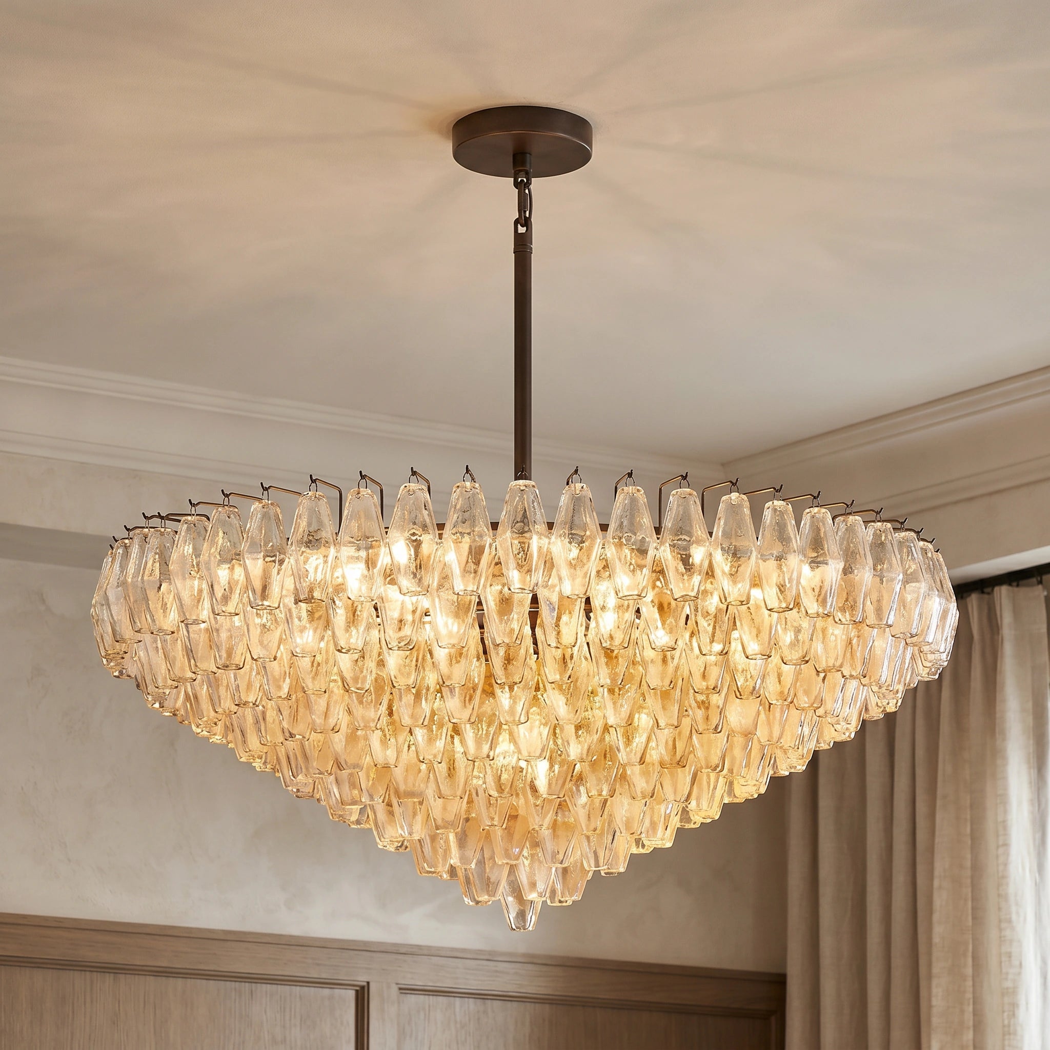 CIHELA CLEAR/ SMOKE GLASS TIERED ROUND CHANDELIER 37", 47", 62" - Cyran Lamps
