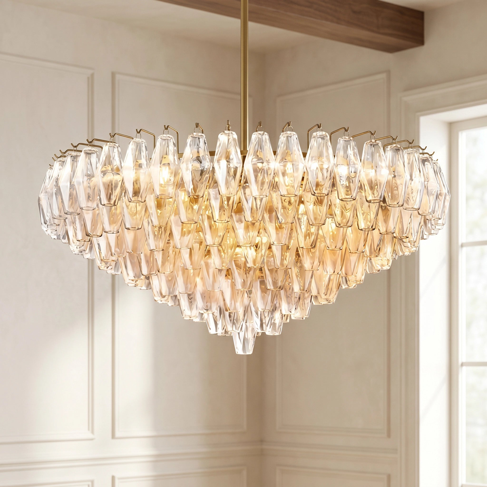 CIHELA CLEAR/ SMOKE GLASS TIERED ROUND CHANDELIER 37", 47", 62" - Cyran Lamps