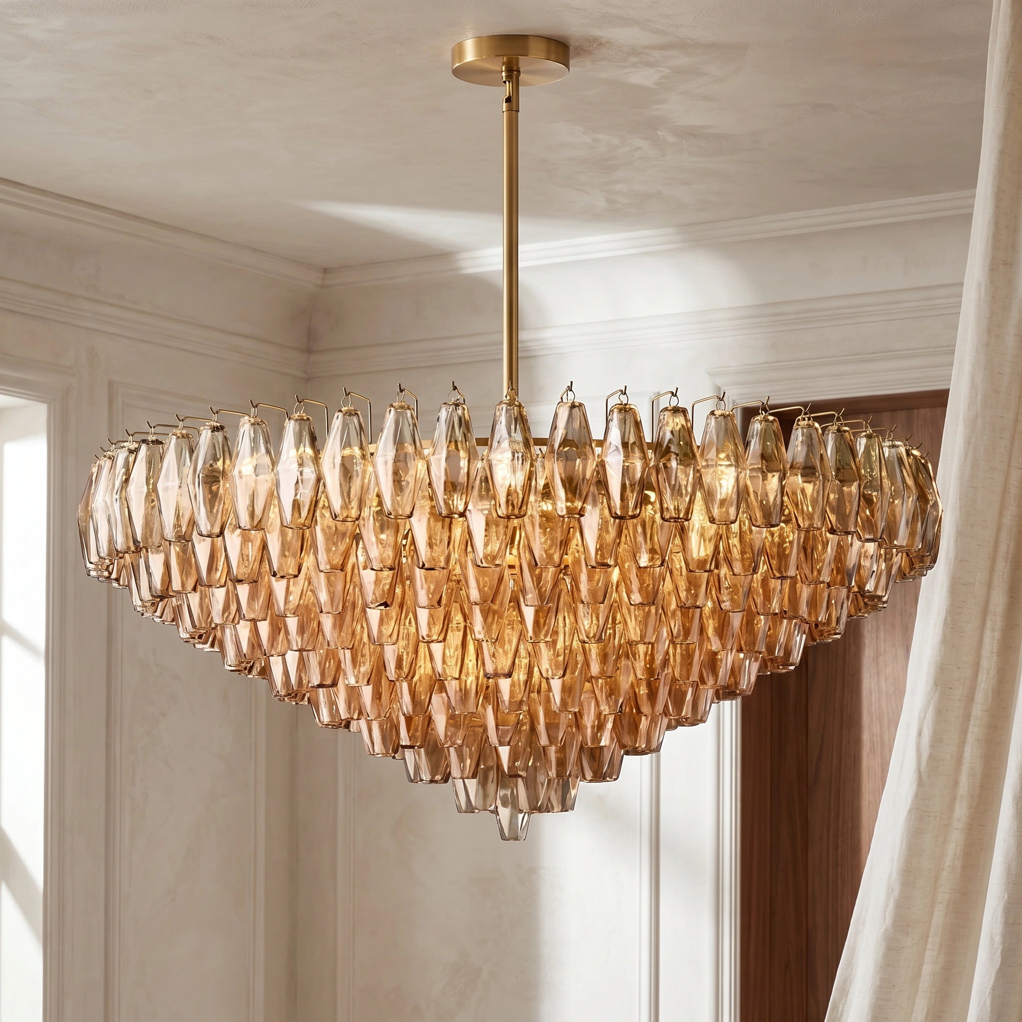 CIHELA CLEAR/ SMOKE GLASS TIERED ROUND CHANDELIER 37", 47", 62" - Cyran Lamps