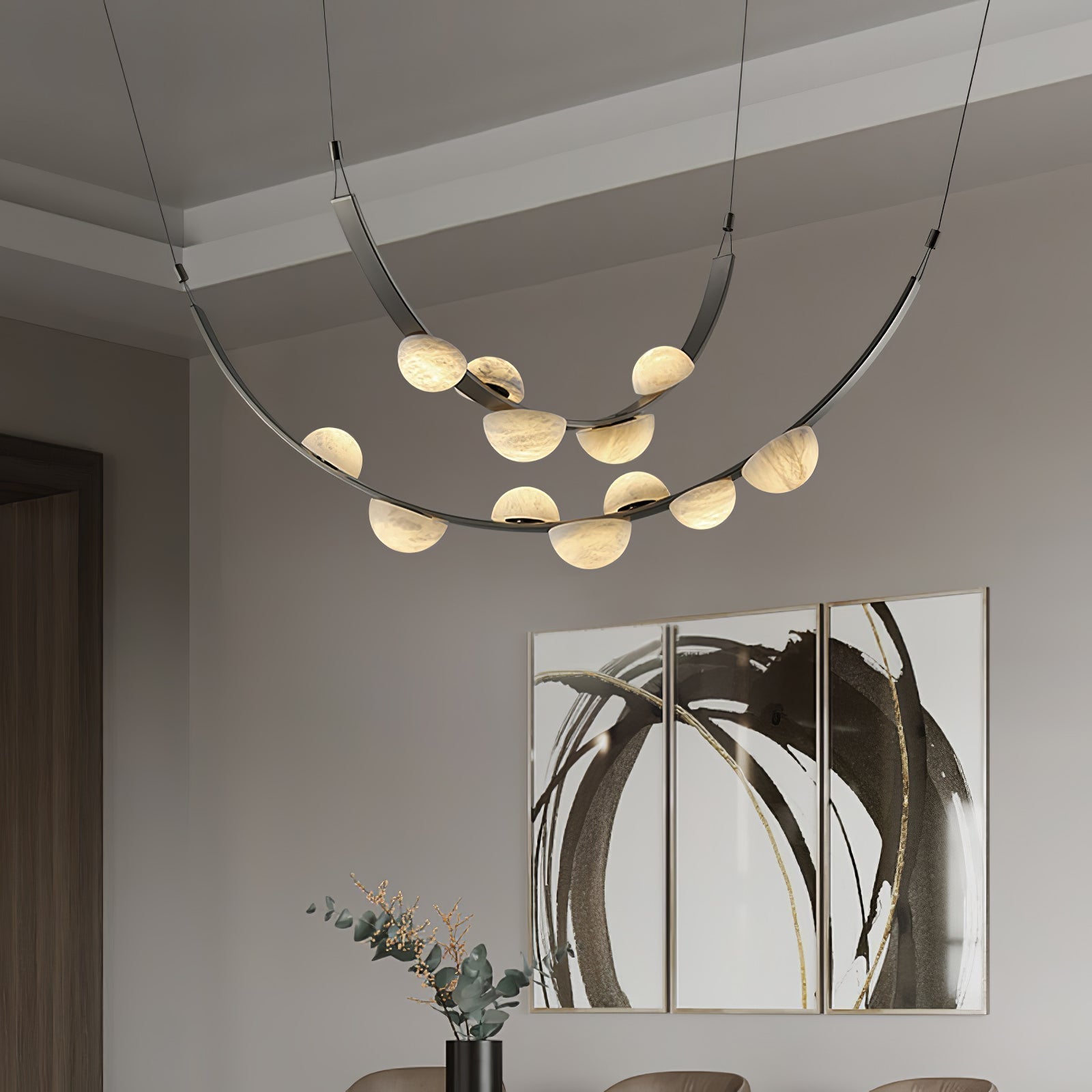 Dew Drops Alabaster Chandelier - L 188cm x H 120cm / L 74″ x H 47.2″Black & WhiteWarm LightCyranlamps
