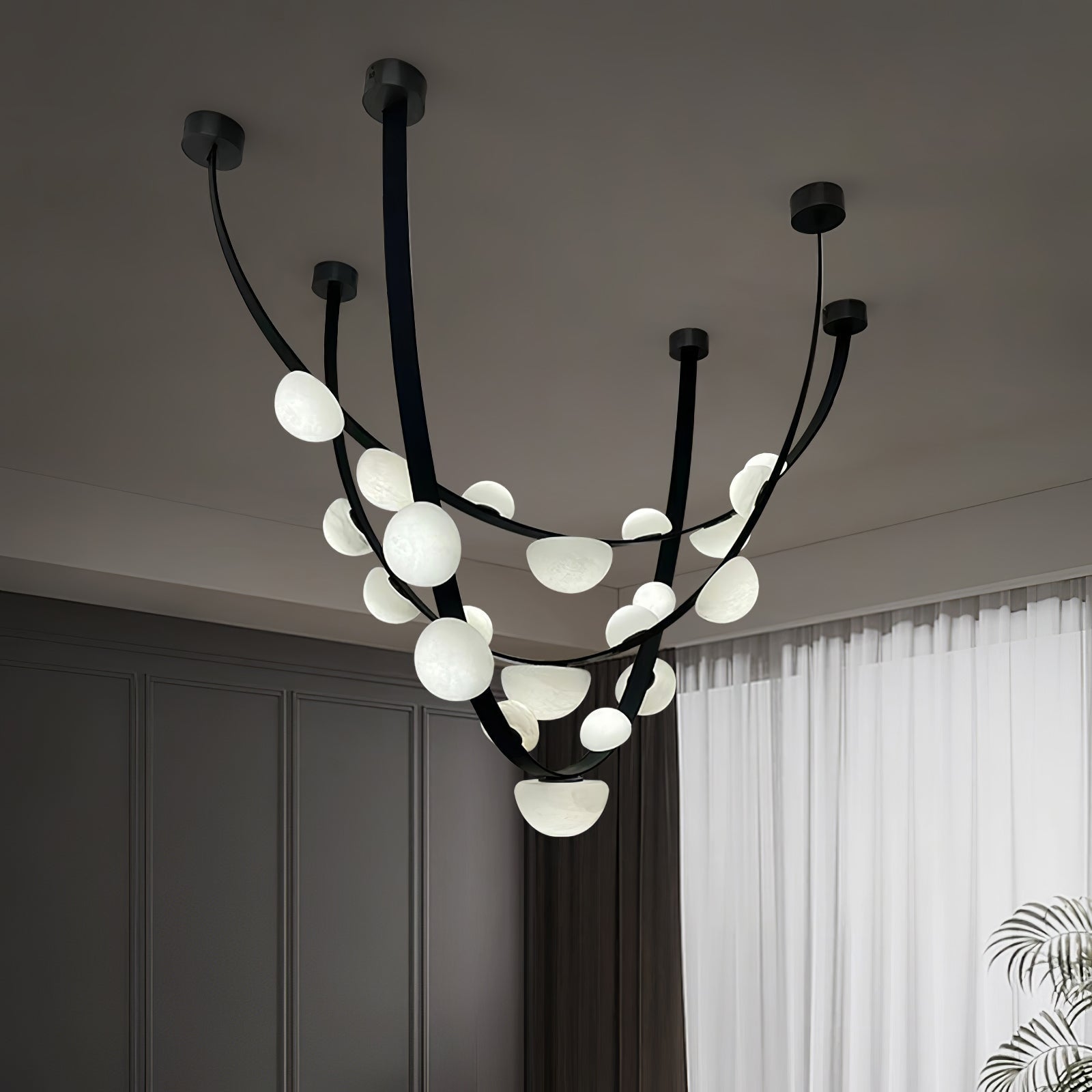 Dew Drops Alabaster Chandelier - L 188cm x H 120cm / L 74″ x H 47.2″Black & WhiteWarm LightCyranlamps