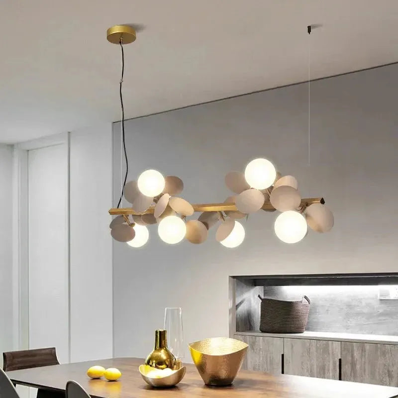 Eli Glass Globes Linear Chandelier For Dining Room - 12 LightsGrayCool white 6000KCyranlamps