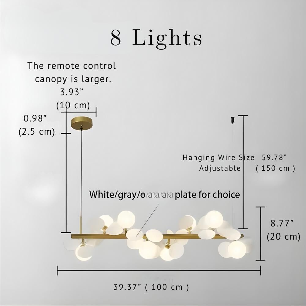 Eli Glass Globes Linear Chandelier For Dining Room - 12 LightsGrayCool white 6000KCyranlamps