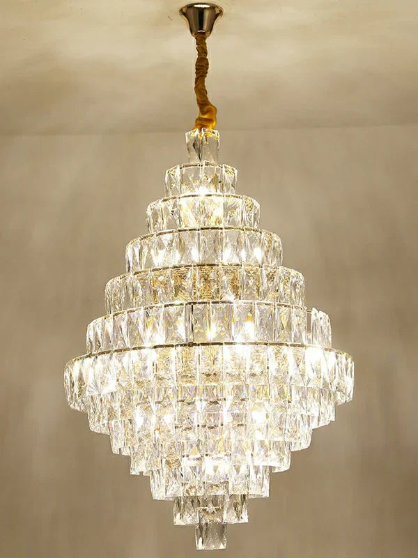 Extra Large Foyer Pure Crystal Ceiling Light Fixture Living Room Entrance Staircase Chandelier