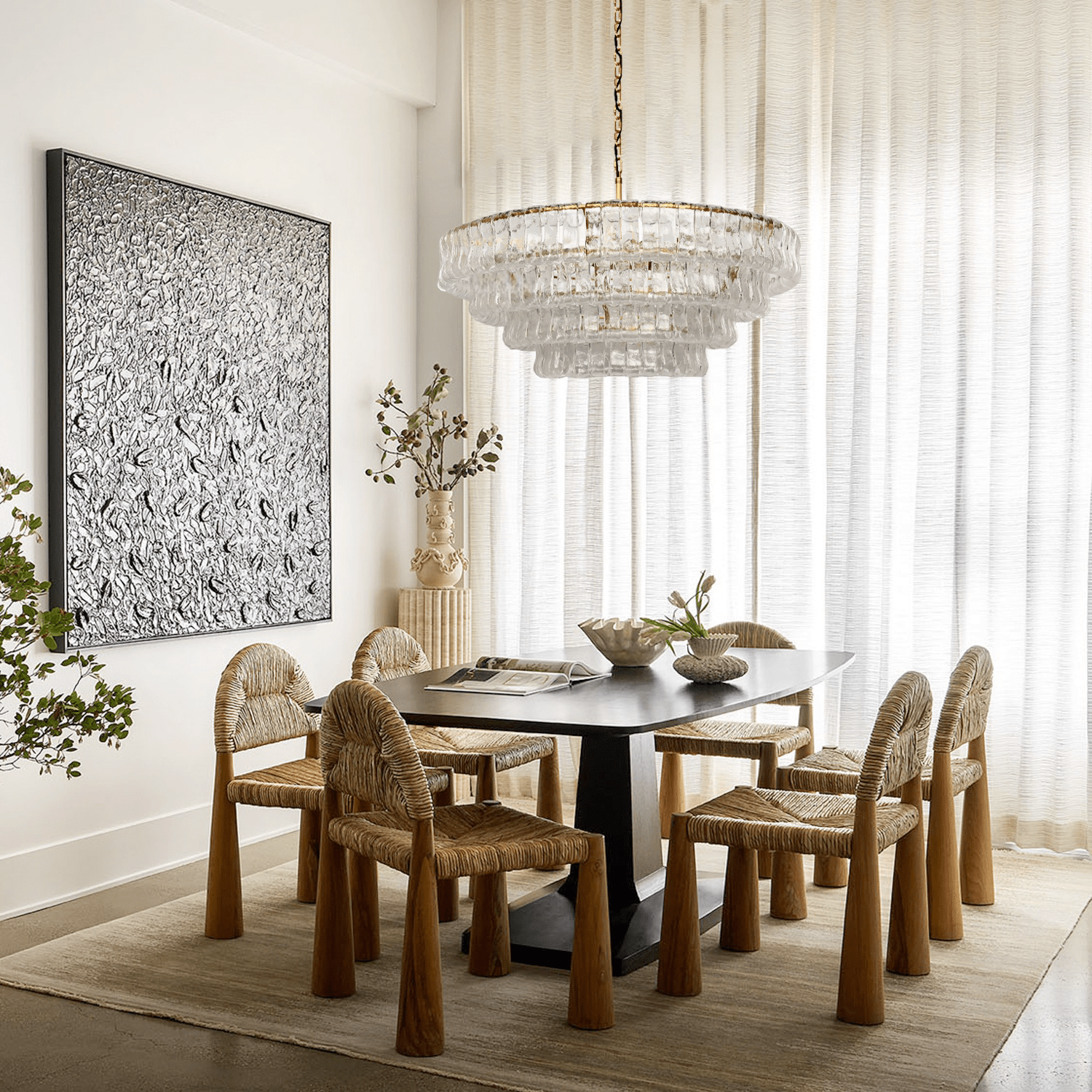 Ghiaccio Glass Round Chandelier - Cyran Lamps