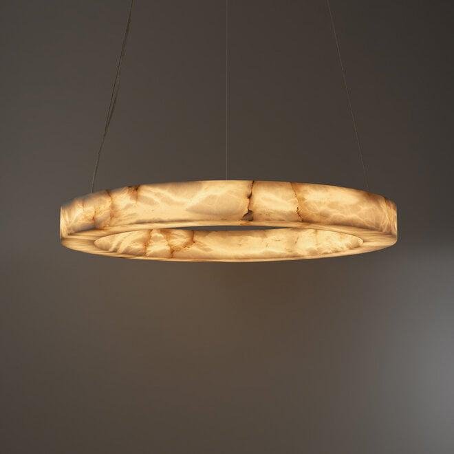 Halo Ring Alabaster Natural Stone Chandelier - 23.6 x 2.4 x 2.4 inchesCyranlamps