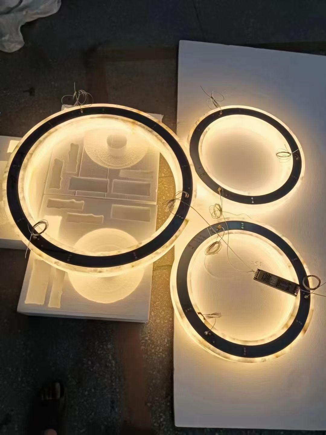 Halo Ring Alabaster Natural Stone Chandelier - 23.6 x 2.4 x 2.4 inchesCyranlamps