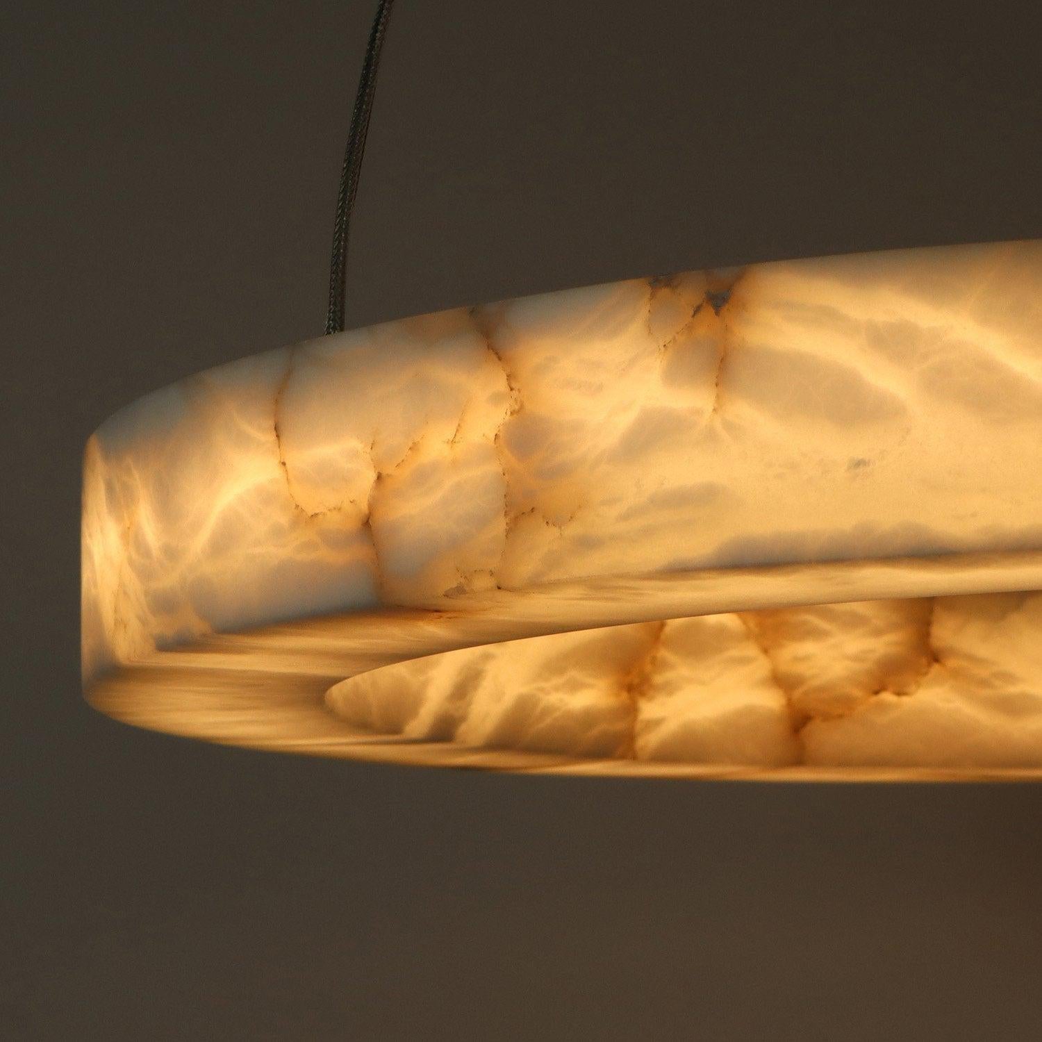 Halo Ring Alabaster Natural Stone Chandelier - 23.6 x 2.4 x 2.4 inchesCyranlamps