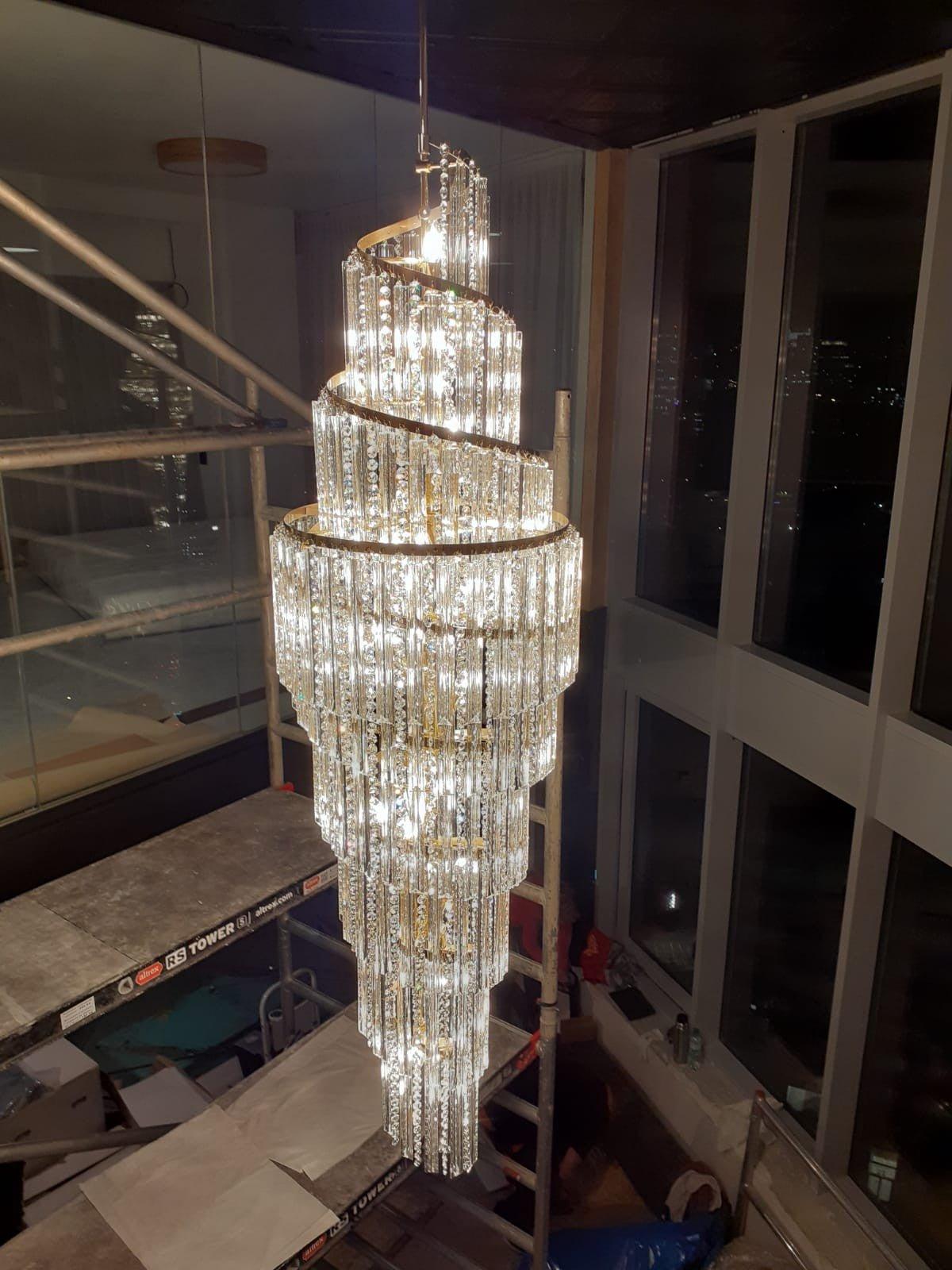 Luxury Spiral Crystal Chandelier for High - ceiling/Foyer/Staircase - D21.6"*H86.6"/60.4kgWarm LightCyranlamps