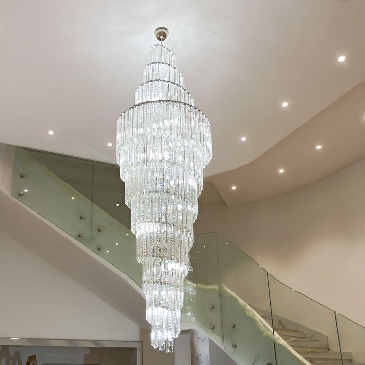 Luxury Spiral Crystal Chandelier for High - ceiling/Foyer/Staircase - D31.5"*H126"/110kgWhite LightCyranlamps