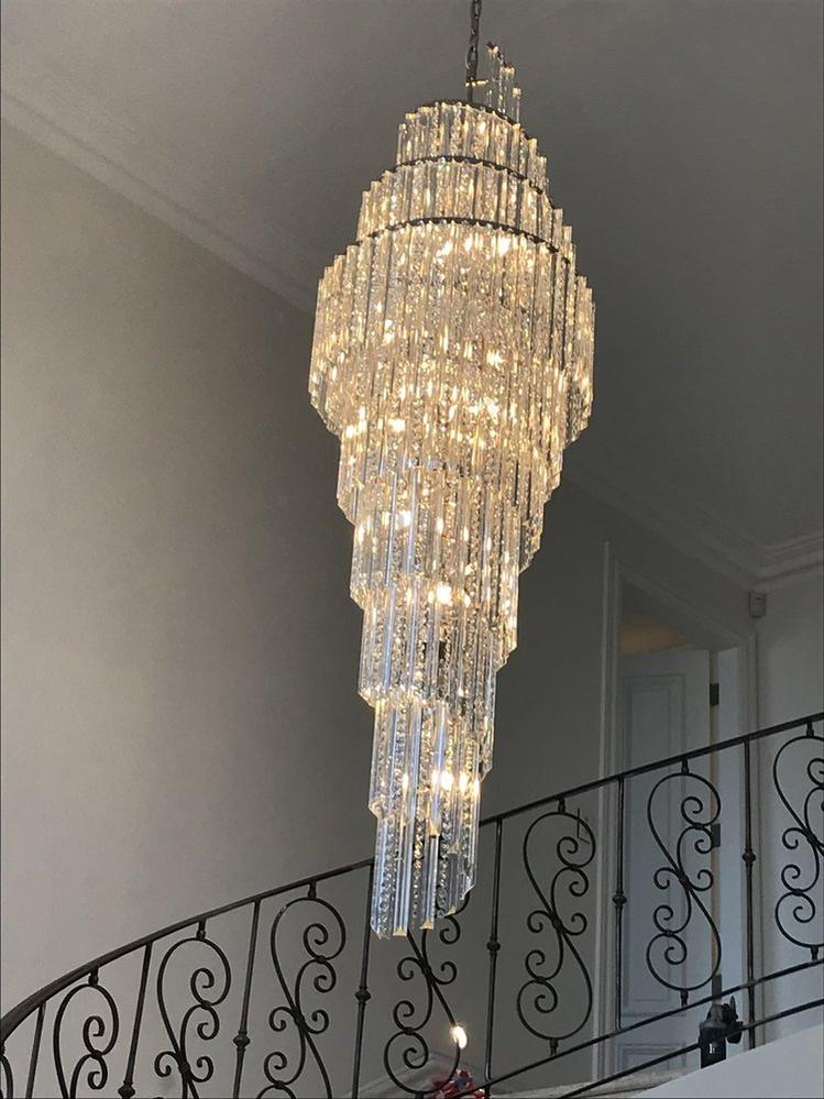 Luxury Spiral Crystal Chandelier for High - ceiling/Foyer/Staircase - D21.6"*H86.6"/60.4kgWarm LightCyranlamps
