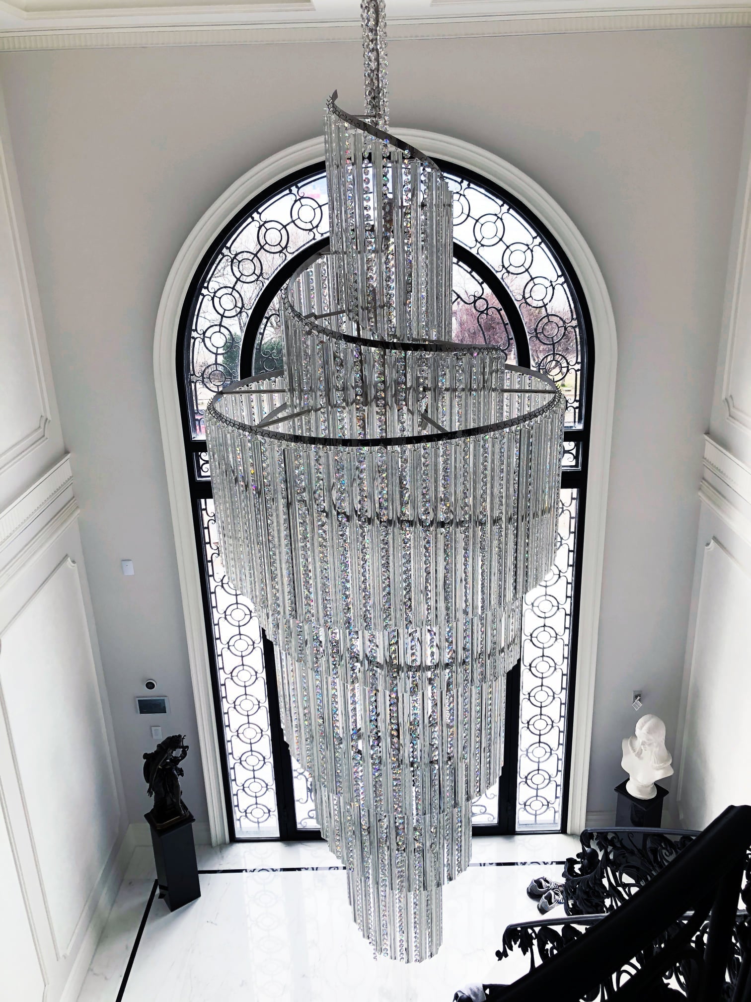 Luxury Spiral Crystal Chandelier for High - ceiling/Foyer/Staircase - D21.6"*H86.6"/60.4kgWhite LightCyranlamps