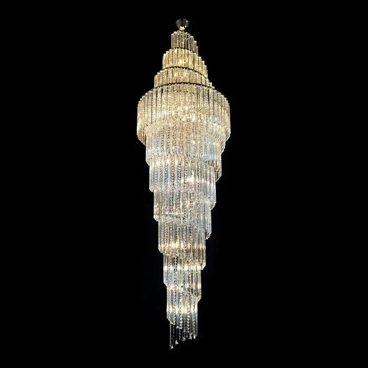 Luxury Spiral Crystal Chandelier for High - ceiling/Foyer/Staircase - D31.5"*H126"/110kgWarm LightCyranlamps