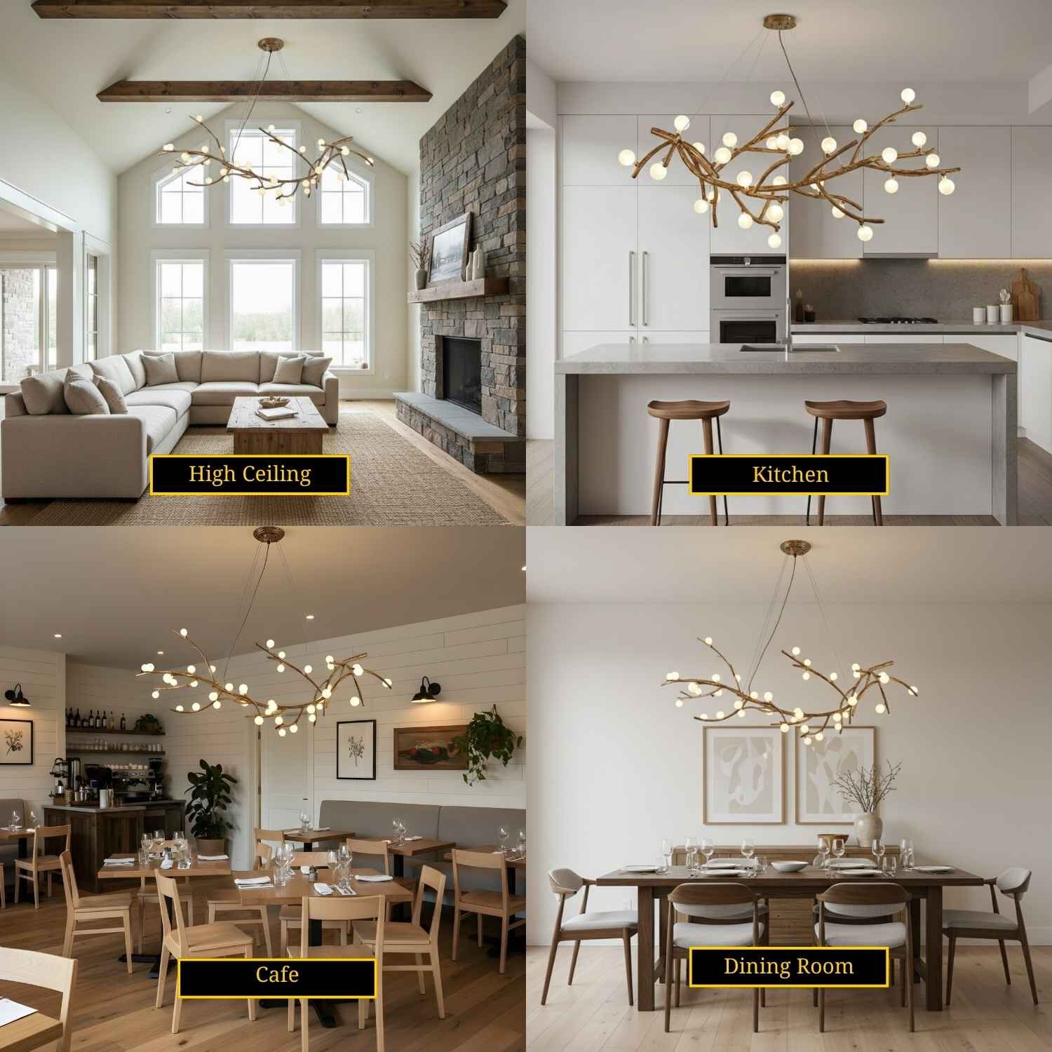 Madelyn Rustic Branch Chandelier Frosted/Clear Ball - Frosted BallWarm White 3000K28Cyranlamps