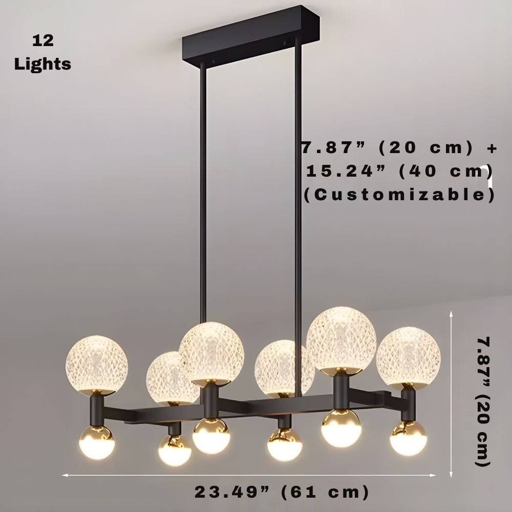Modern Black Linear Dining Room Chandelier 12/16 Lights - 16 LightWarm White 3000KCyranlamps