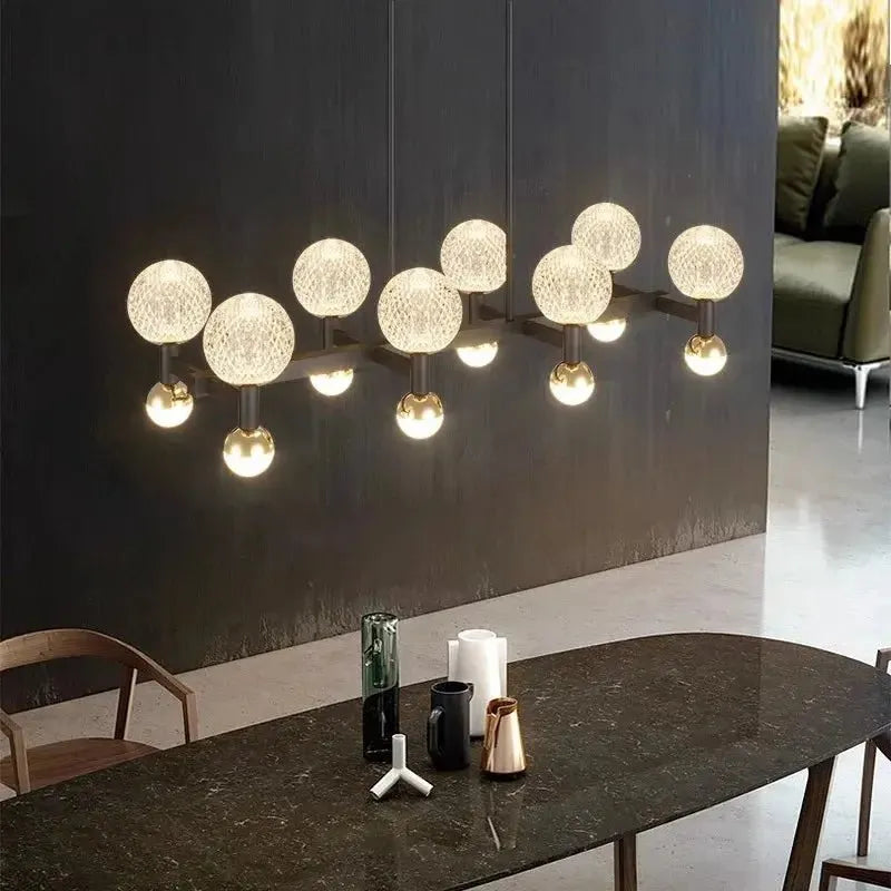 Modern Black Linear Dining Room Chandelier 12/16 Lights - 12 LightWarm White 3000KCyranlamps
