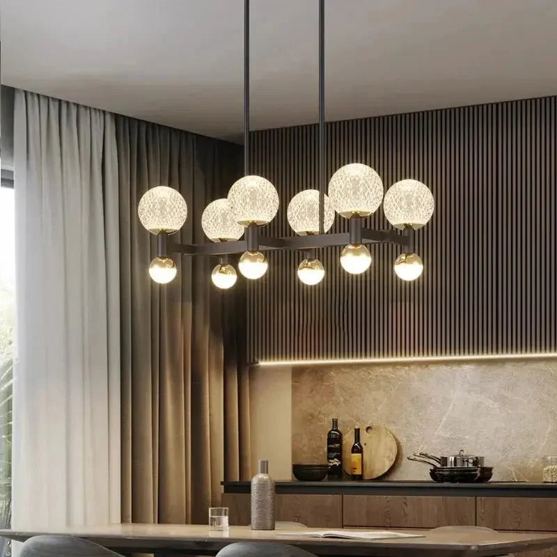 Modern Black Linear Dining Room Chandelier 12/16 Lights - 12 LightWarm White 3000KCyranlamps