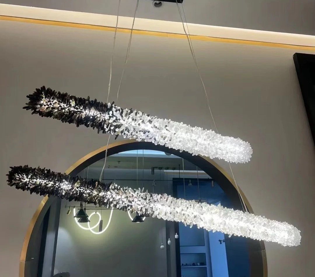 Modern Linear Natural Crystal Stick Chandelier - L47.2"*H6.3"Warm LightCyranlamps