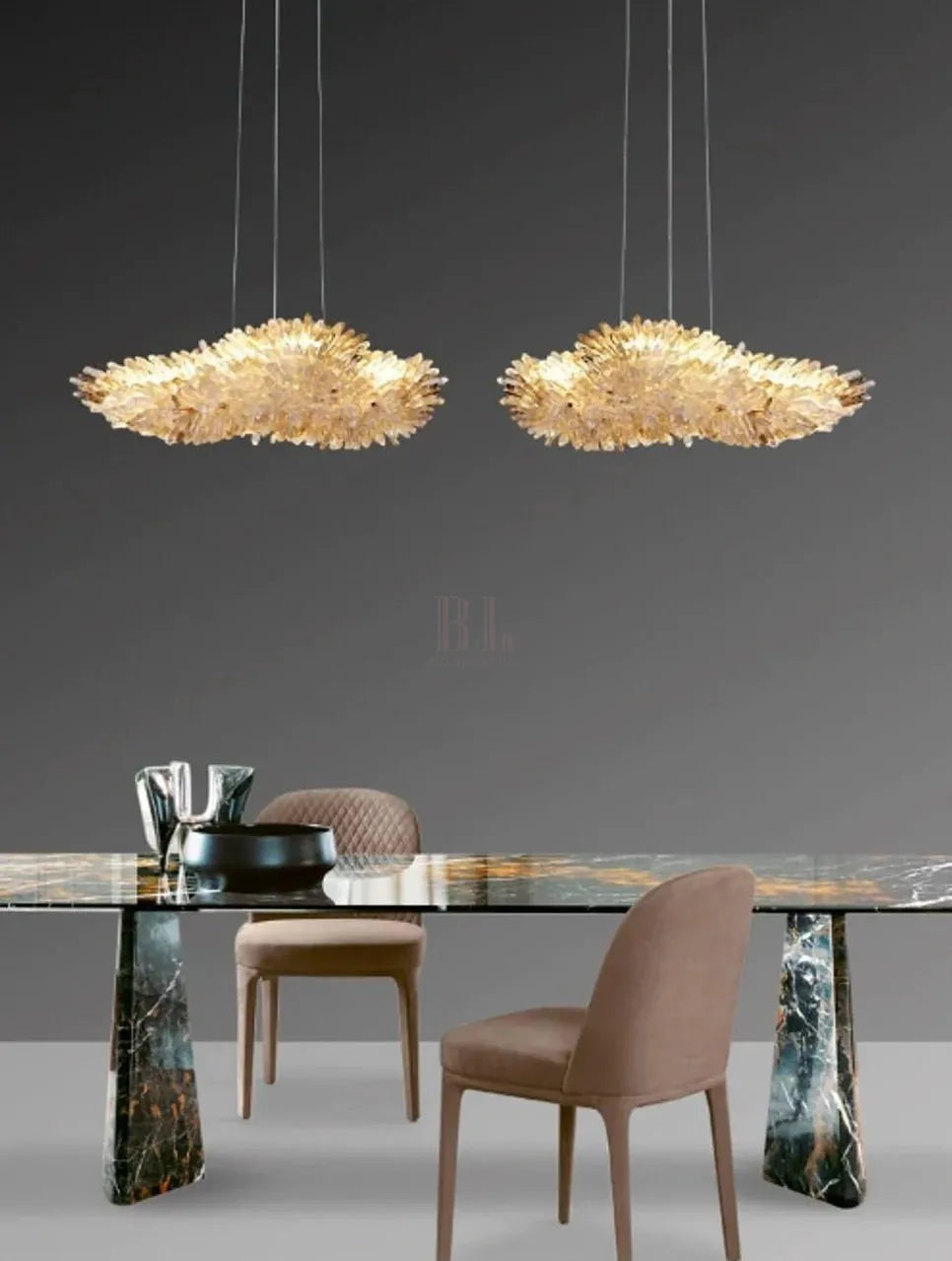 Modern Natural Crystal Wing Chandelier - L25.6"*H10.2"(L65cm*W26cm)AmberWarm LightCyranlamps