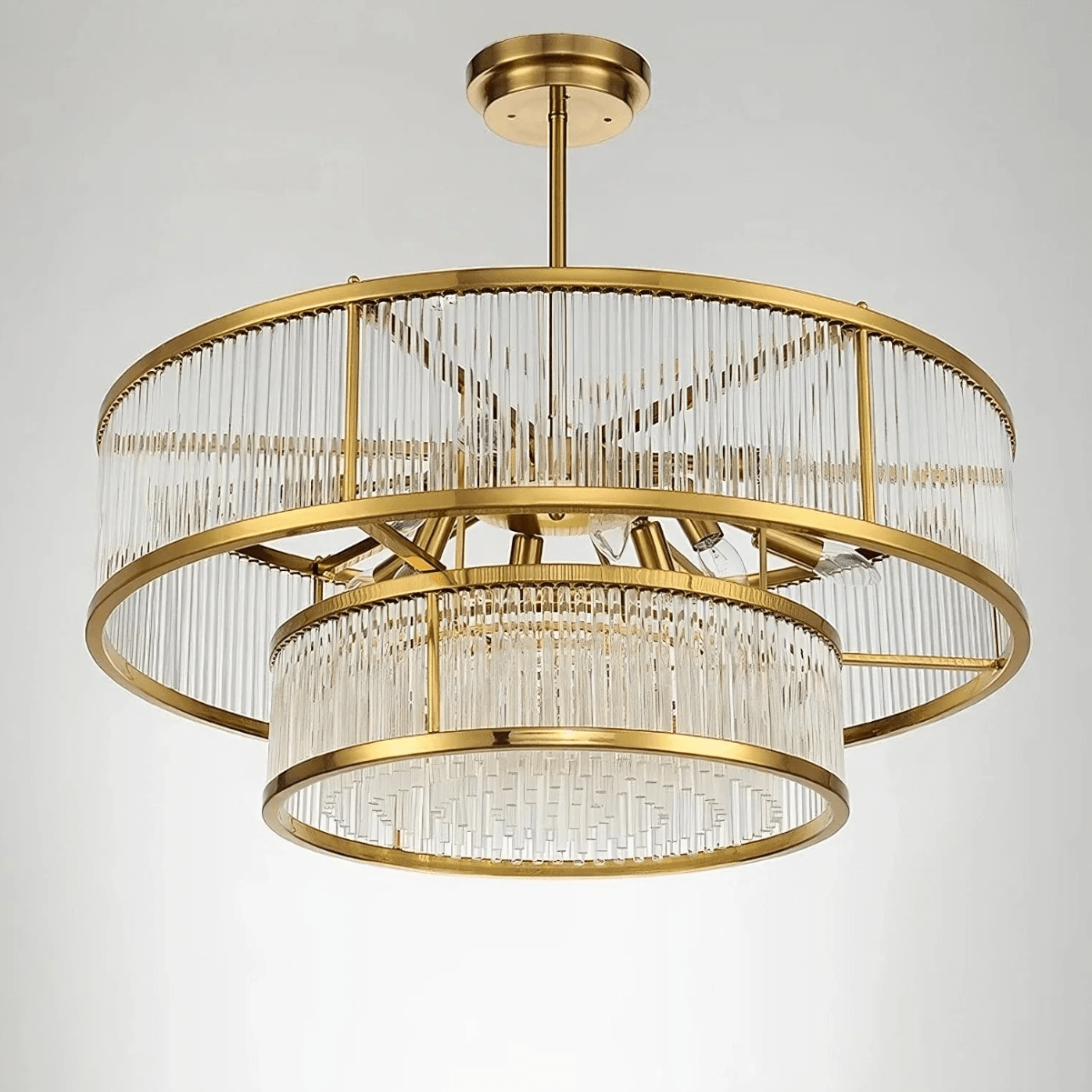 Modern Round/Rectangular Glass Rods Chandelier - Rectangular/L59.1"*H11.8"Warm LightCyranlamps