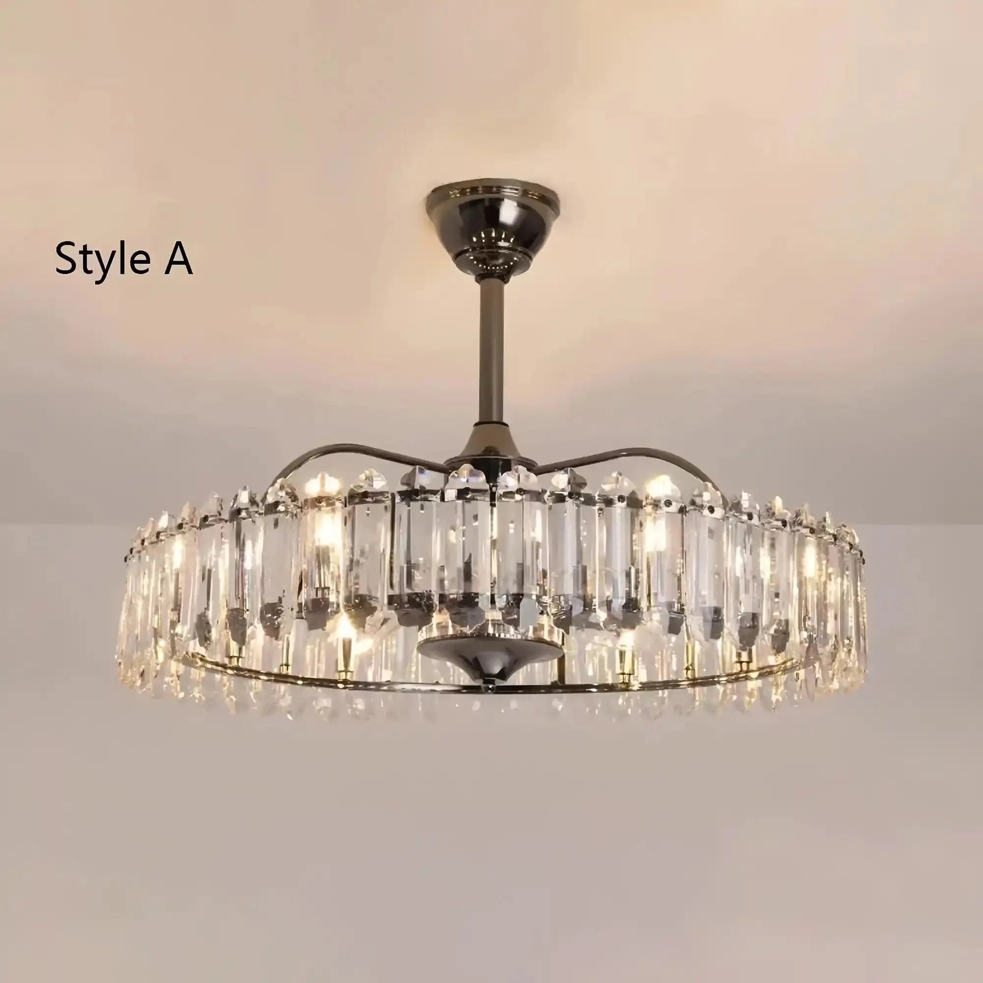 New Modern Invisible Fan Light Candle Crystal Chandelier