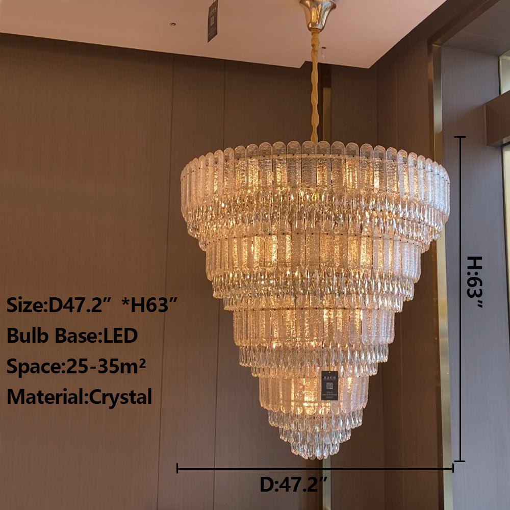 Oversized Multi - layers Luxury Gold Crystal Chandelier For Large Foyer/Hallway/Entryway - D39.4"*H59.1"/86kgWarm LightCyranlamps
